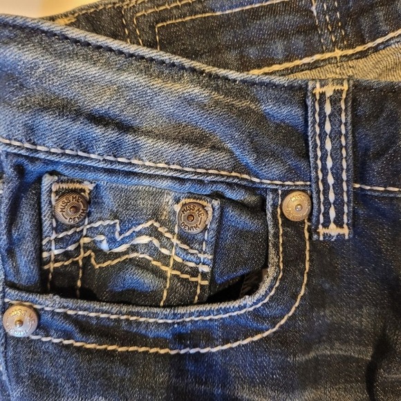 Miss Me low rise bootcut jeans 28 6 Y2K embroidered pocket western boho McBling - Picture 6 of 9